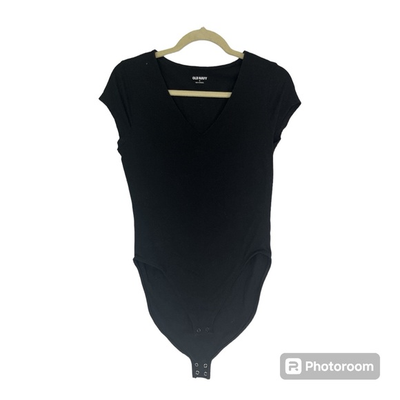 Old Navy Fitted Short-Sleeve V-Neck Bodysuit for Women medium Black - Picture 2 of 10